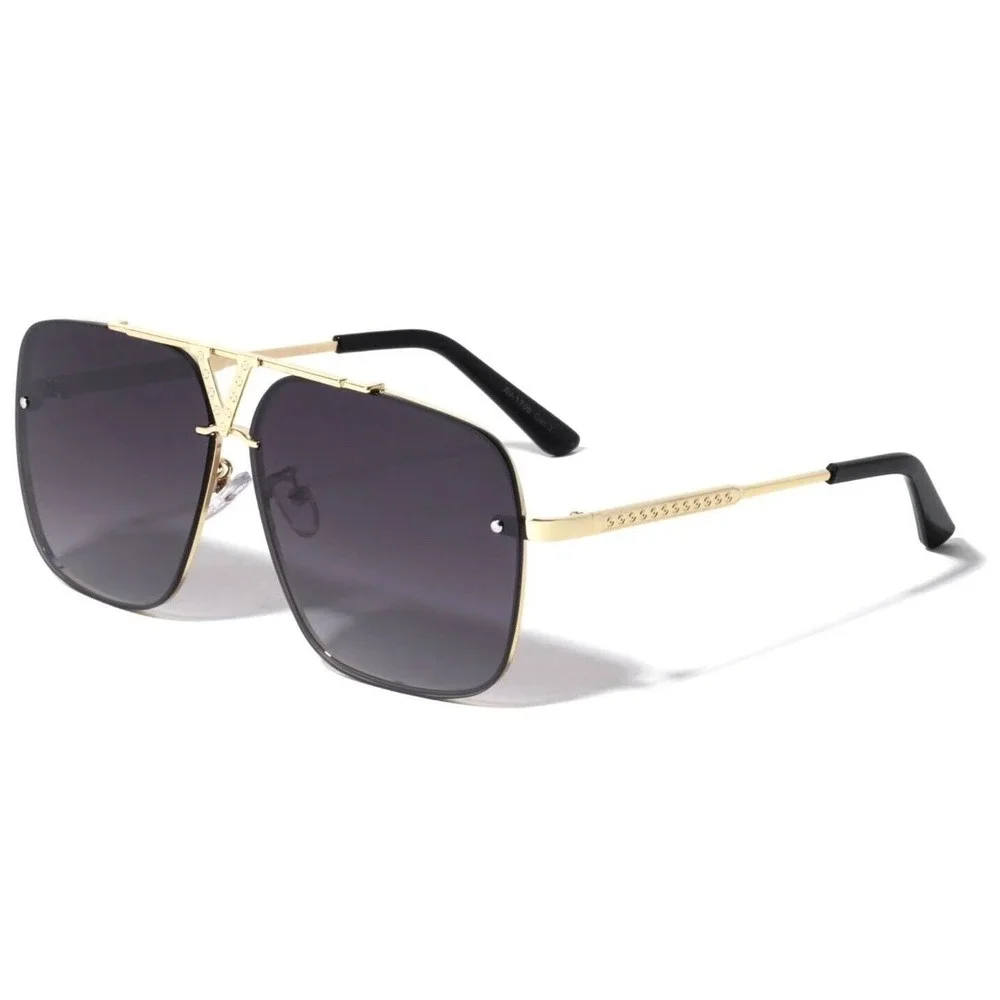 Sunglasses Gold Frame V‎ Detail Fashion Sun Glasses Gradient Flat Lens UV400 New